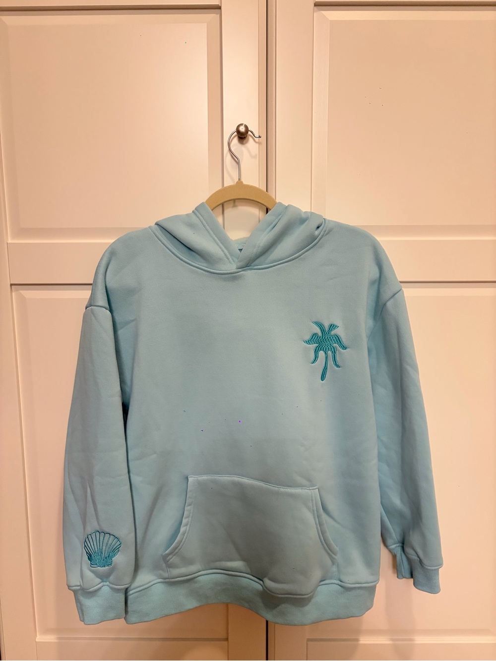 Light Blue Hoodie with Shell & Starfish Embroidery